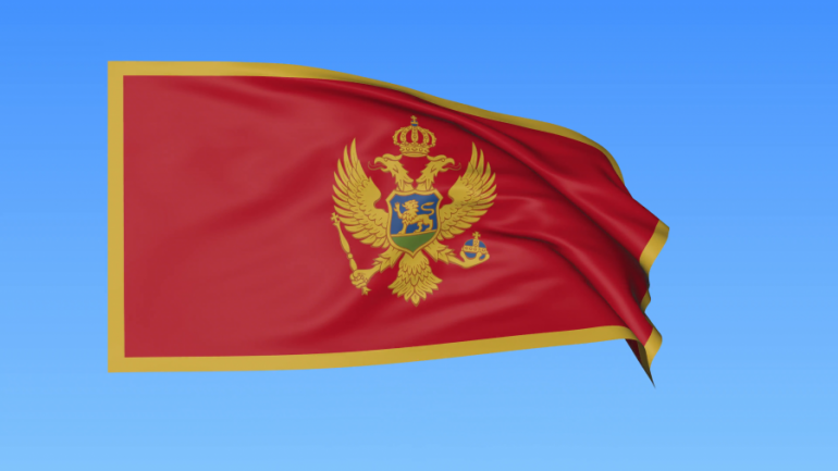 Auto Waving Flag Of Montenegro Seamless Loop Exact Size Blue Background Part Of All Countries Set 4k Prores With Alpha Rwo9wzjl F00001538461882