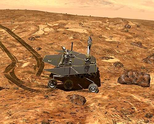 Undated Nasa Illustration Of One Of Its Two Six Wheeled Rovers Operating On The Surface Of Mars