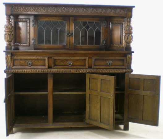 Antique Style Carved Oak Court Cupboard By Old Charm Sold [3] 960 P