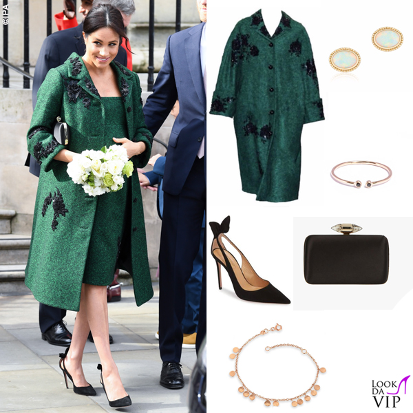 Meghan Markle Abito E Cappotto Erdem Pump Aquazzura Clutch Givenchy Bracciale Kismet By Milka Orecchini Birks Anello I I 2