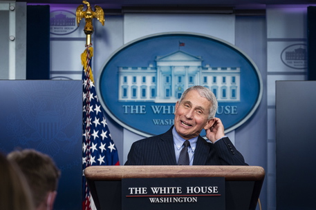 Anthony Fauci Speaks During News Conference In The James S. Brady Press Briefing Room