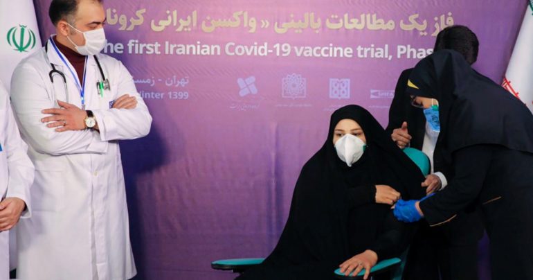 A Nurse Prepares To Inject A Volunteer Taking Part In An Iranian Coronavirus Disease (covid 19) Vaccine Trial In Tehran