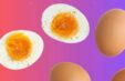 Hardboiled Eggs Cuts Open With Pink Background Jpg 1000x650