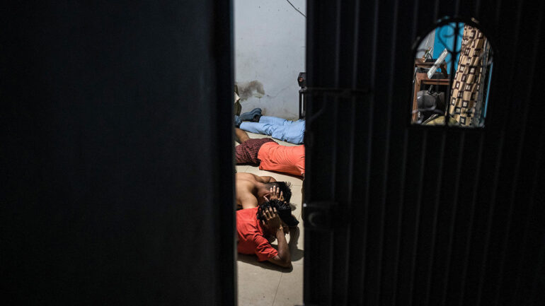 Authorities Detain A Group Of Men During A Police Raid In A Suburb Of Guayaquil, Ecuador