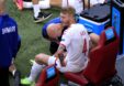Kjaer Simon Kapitaen Team Daenemark Verletzt In Der Johan Cruijff Arena In Amsterdam Uefa Fussball Europameisterschafte