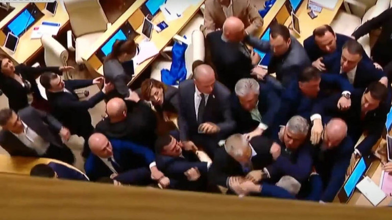 VIDEO  Ligji për  agjentët e huaj  ndez tensionet  parlamenti g   