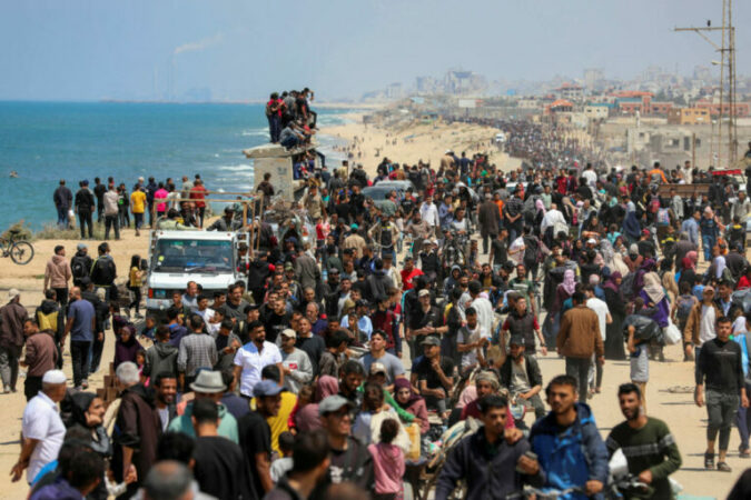 Palestinians, Who Were Displaced By Israel's Military Offensive On South Gaza, Attempt To Return To Their Homes In North Gaza, As Seen From Central Gaza Strip