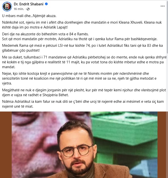 Endri Shabani Reagimi