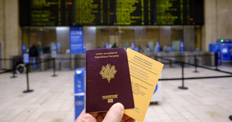 Illustration Picture With A Passeport And An International Certificate Of Vaccination Or Prophylaxis