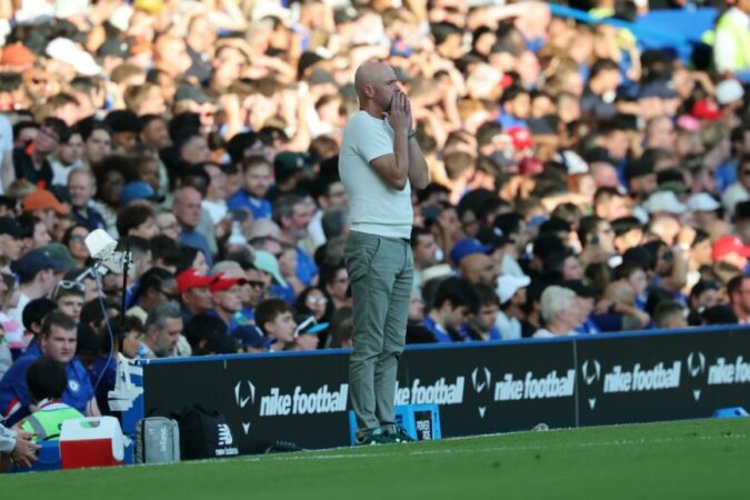 London, Uk. 08th Aug, 2025. Erik Ten Hag, Head Coach Of Bayer Leverkusen, Reacts During The Visitmalta Weekender Soccer Match Between Chelsea Fc And Bayer 04 Leverkusen At Stamford Bridge In London, United Kingdom, On August 8, 2025. (photo By Domenic Aqu