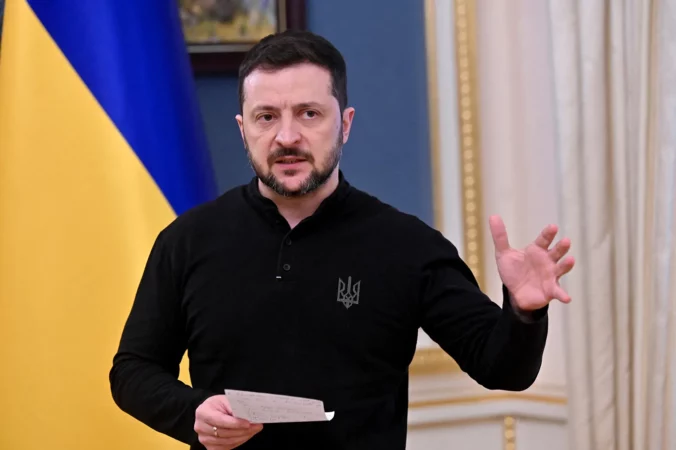 Ukraine President Volodymyr Zenesky Speaks At Press Conference March 15 2025