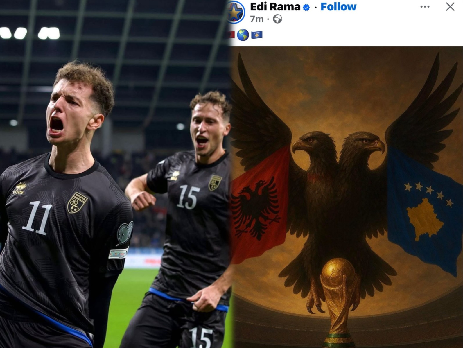 FOTO  Shqiponjat nisen për në Botërorin e SHBA së  Rama krenohet me Kosovën pas arritjes në Play Off