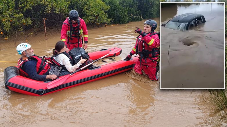 VIDEO  Stuhia Byron përfshin të gjithë Greqinë  përmbytje  bllokime trafiku dhe operacione shpëtimi dramatike në Lakonia dhe A   