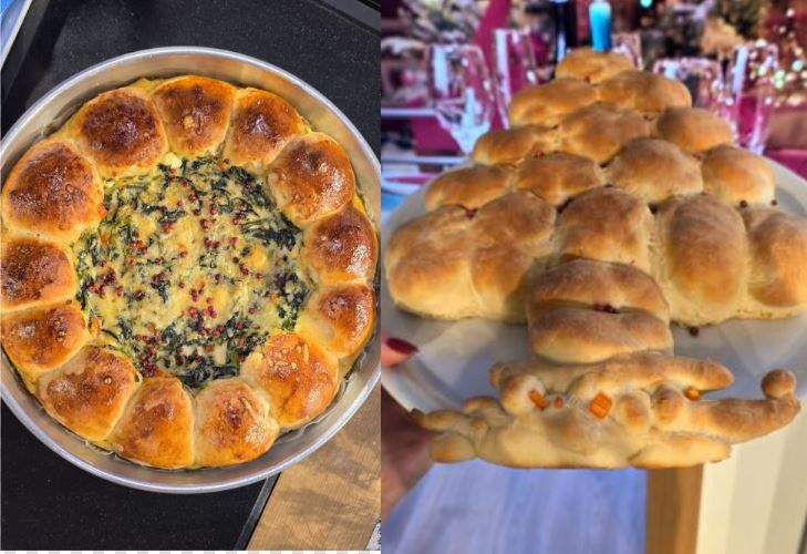 Bukë të vogla për tryezën e fundvitit dhe kurorë buke me mbushje dhe krem djathi pikant  Recetat e ditës