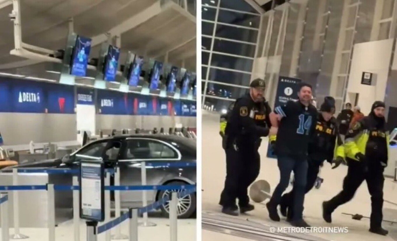 VIDEO  Skena paniku mes pasagjerëve  makina futet me shpejtësi në terminalin e Aeroportit të Detroitit dhe 
