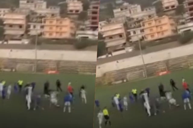 VIDEO  Rikthehet dhuna në futbollin shqiptar  sherr masiv në fushë