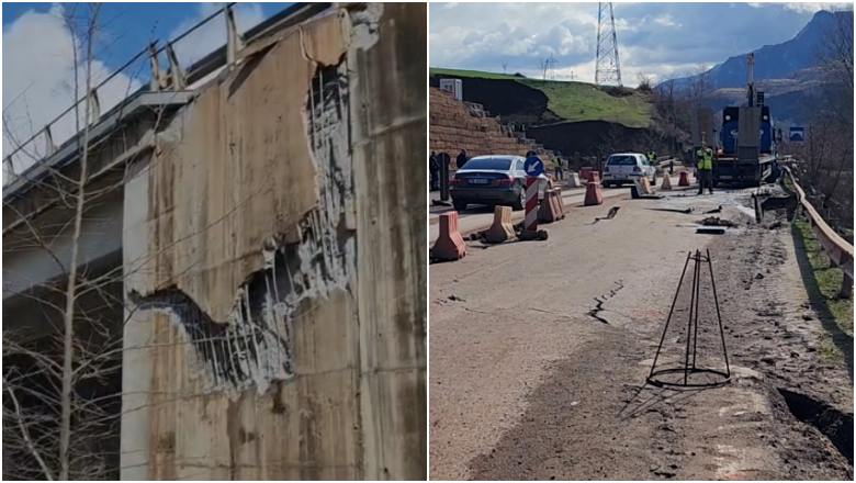 Rrëshqitje dherash dhe fundosje e urës  Situatë alarmante  autoritetet marrin vendimin drastik  te  Arrat e Gurrës  ndalohet e   