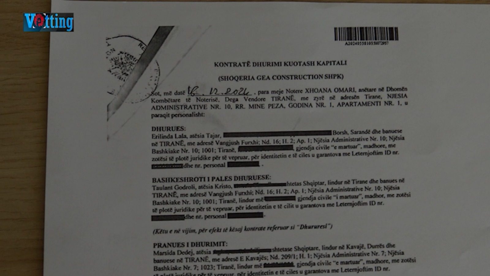 Erilinda Lala Taulant Godroli Kontrate Dhurimi Kuotash