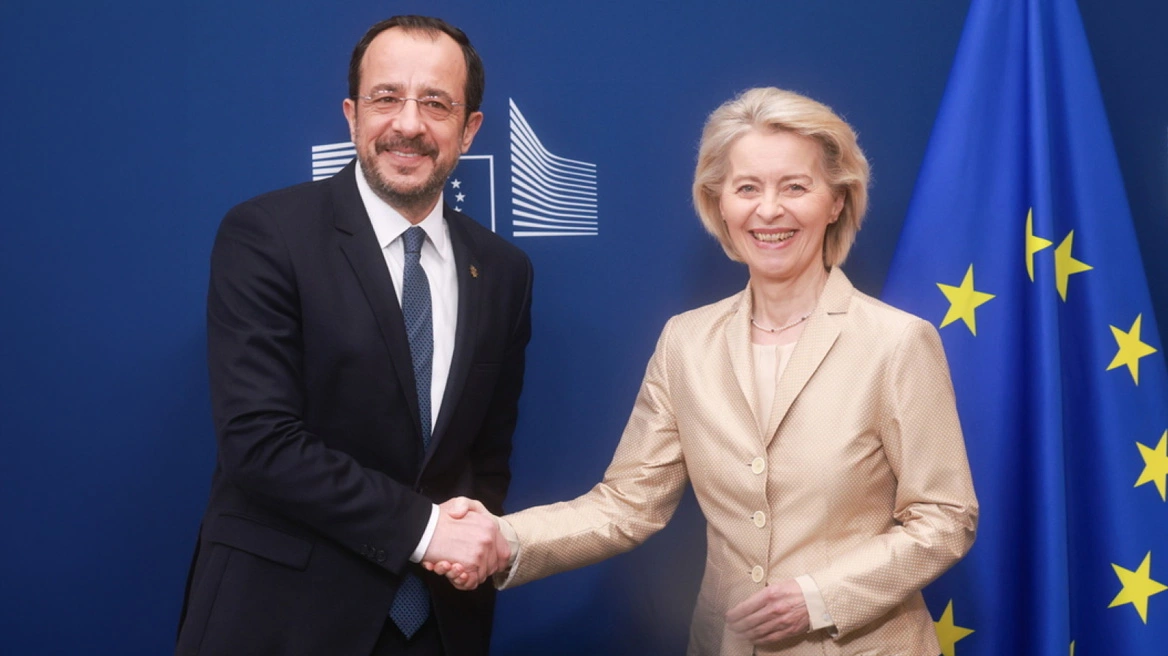 Takimi Christodoulides   Von der Leyen  Kënaqësi me solidaritetin e treguar nga partnerët evropianë në Qipro