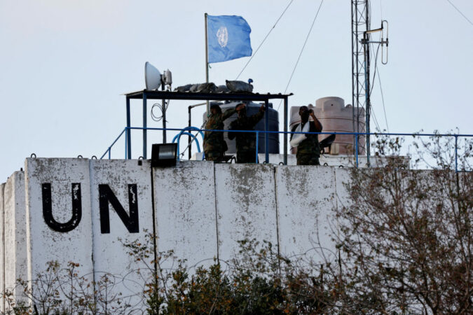File Photo: United Nations Peacekeepers (unifil) Look At The Lebanese Israeli Border