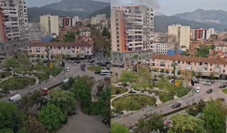 VIDEO  Flakët përfshijnë një apartament në qendër të qytetit të Elbasanit  ndërhyjnë zjarrfikëset