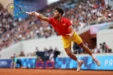 Carlos Alcaraz Stretches For The Ball During Mens Singles First Round Match At Olympic Summer Games Paris 2024