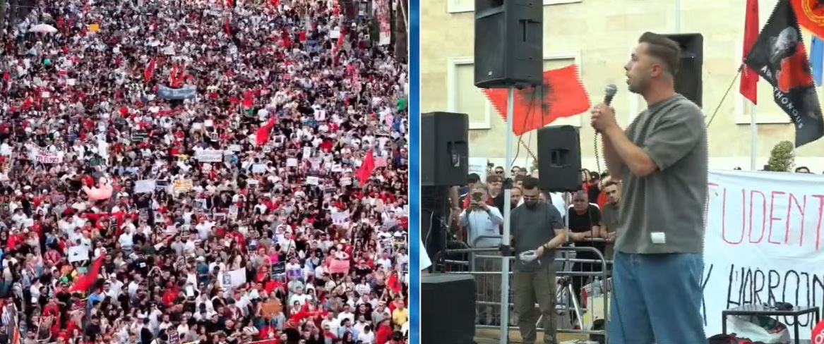 “Kosova është me ju”/ Protestuesi nga Prishtina para Kryeministrisë: Jemi me nënën Shqipëri, poshtë diktatura!
