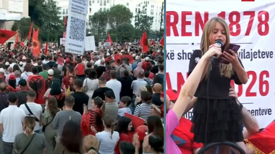  Edhe ne kemi të drejtë për një Shqipëri më të mirë   Nisin fjalimet para Kryeministrisë  vogëlushja merr mikrofonin dhe emoci   