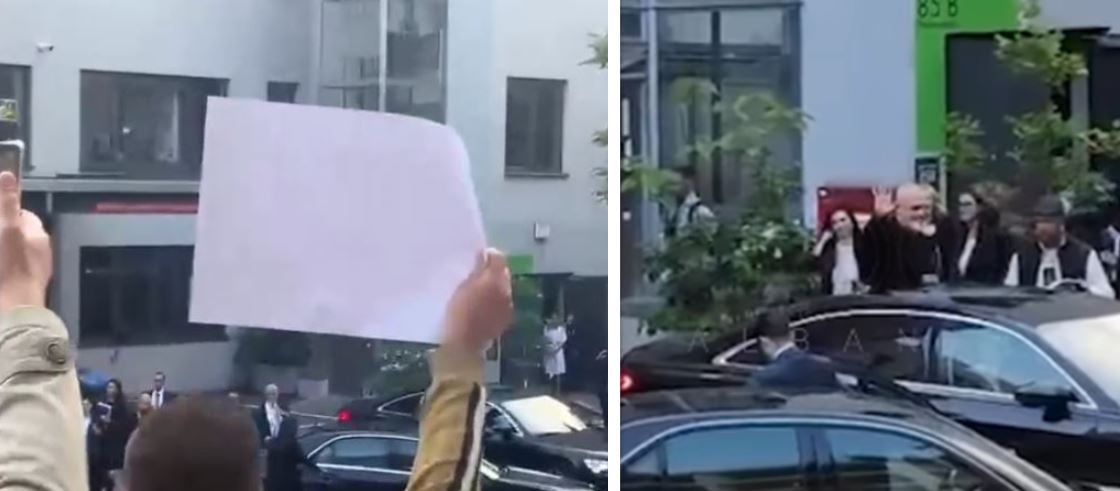 VIDEOLAJM  Ramës i ndodh e papritura  protestuesit shqiptarë i zënë  pritë   thirrje kundër tij në Berlin  Jep dorëheqjen sa m   