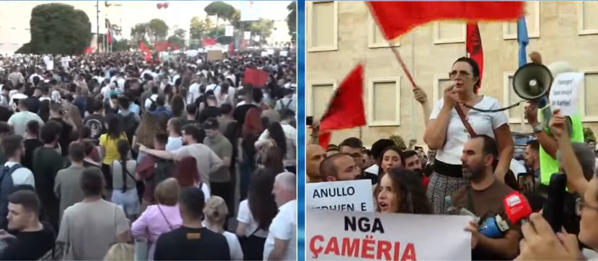 Protestuesit në Tiranë: "Hiqni kapelet!" – thirrje kundër Policisë së Shtetit
