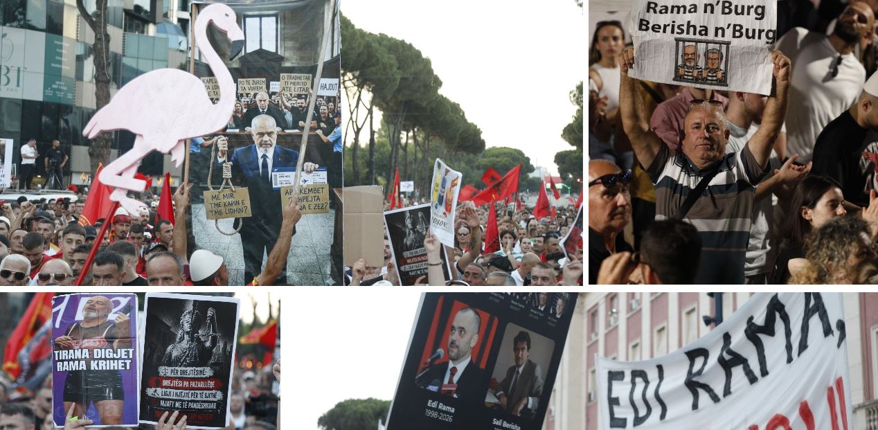 FOTOLAJM  Krijimtari dhe revoltë në bulevard   Pankartat më ironike që gozhduan Ramën dhe qeverinë në protestën e sotme