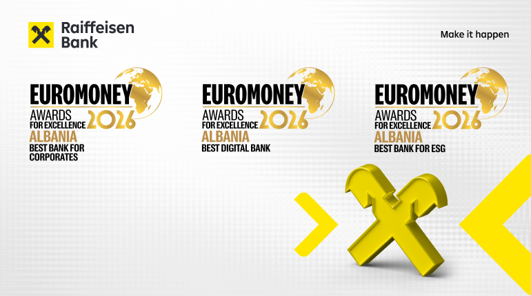 Raiffeisen Bank Shqipëri vlerësohet me tre çmime nga Euromoney Awards for Excellence 2026