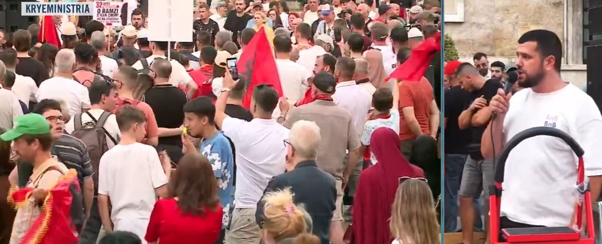  Hiqni imunitetin e Ballukut që të bëhet drejtësi   32 ditë revoltë  protestuesi i kërkon Ramës 5 kërkesat  Jep dorëheqjen men   