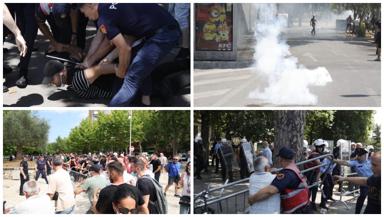 VIDEO  Rreth 5 orë revoltë për dorëheqjen e Ramës  Qytetarët rrethojnë Parlamentin  përshkallëzohet protesta   përplasje   