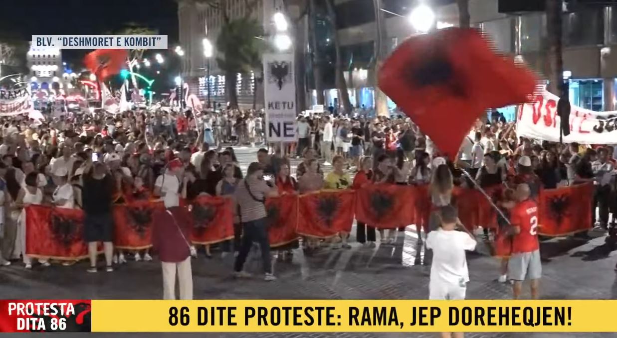 Dita e 86 e revoltës  Qytetarët nisin marshimin në rrugët e Tiranës  Atdheu është i yni 
