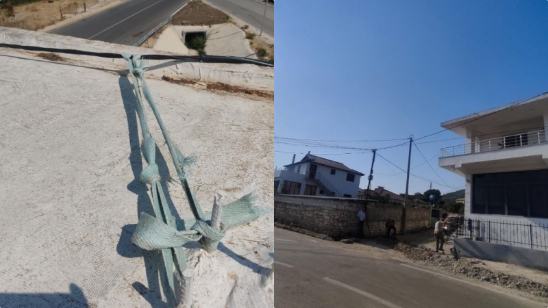 VIDEO  Kabllo i tensionit të lartë kalon mbi tarracën e banesës  denoncimi në BalkanWeb  Jeta e familjarëve në rrezik  shqetës   