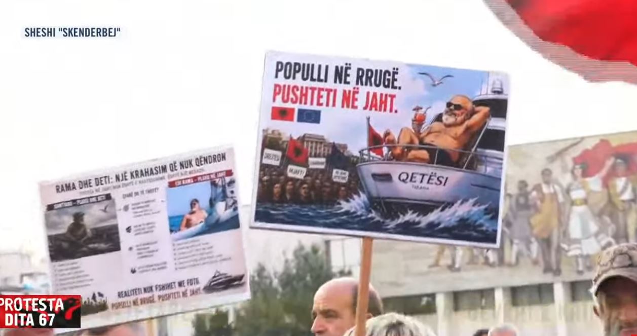 FOTOLAJM   Populli në rrugë  pushteti në jaht   ironia therëse e protestuesve kundër Ramës