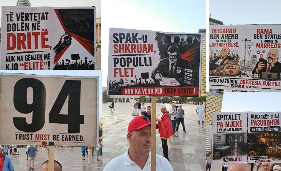  Oligarku bën aheng me paratë e shëndetësisë   Pankartat në protestën e 94 të  qytetarët kthejnë Ramë në  Pinok      