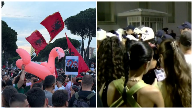 Protestuesit  zënë në çark  Ramën  bllokohen të dyja hyrjet e Kryeministrisë  policia thirrje  Zhbllokoni rrugën  VIDEO 