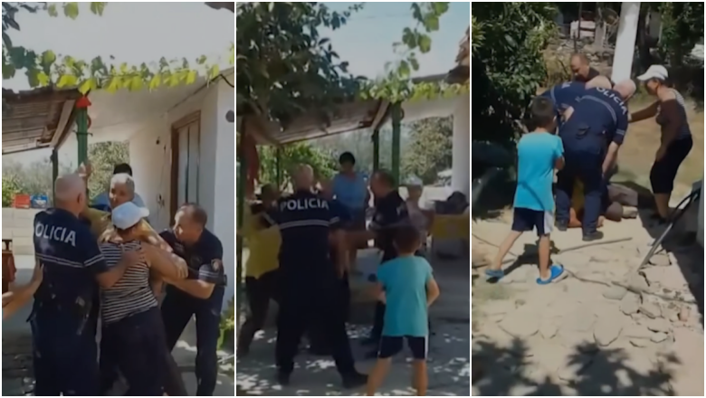  O xhaxhi polic   Ulërima dhe britma  Akuzohet se kanosi me armë vëllanë  efektivët ndalojnë burrin në Kuçovë  Pamjet e dhunsh   