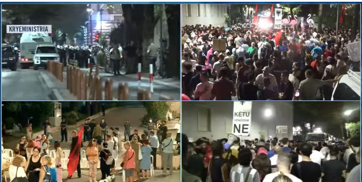 LIVE  Qytetarët rrethojnë Kryeministrinë  protestuesit me thirrjet  Arresto Ramën  arresto Ballukun