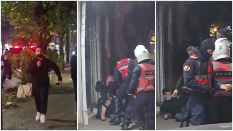 PAMJE TË RËNDA  Reprezalje policore  Shtatë efektivë rrethojnë protestuesin  e dhunojnë me shkopa gome dhe e shtrijnë në tokë