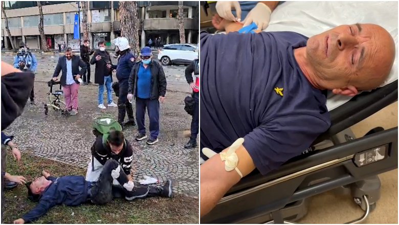 U godit nga policët dhe ra në tokë pa ndjenja  si është gjendja shëndetësore e protestuesit