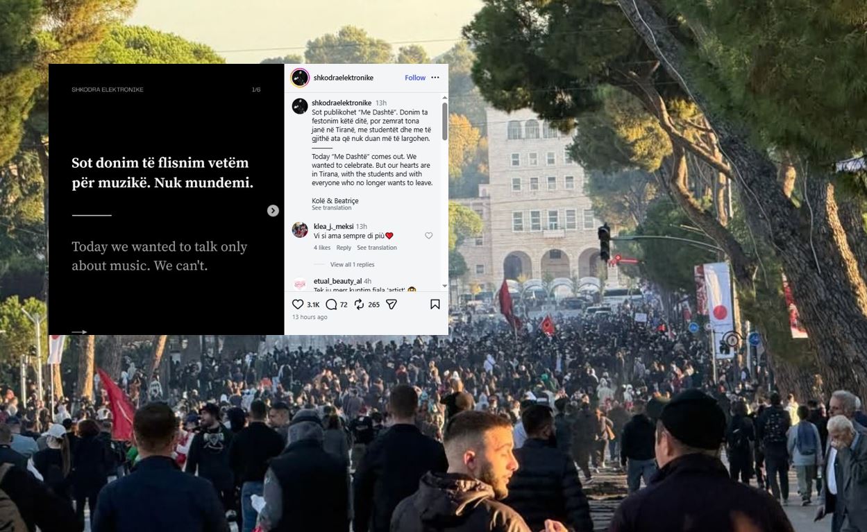 Foto nga burimi: “Ndryshimi kërkon guxim dhe frymëzim”/ Grupi i njohur muzikor, “Shkodra Elektronike” në mbështetje të revoltës studentore: Zemrat tona janë në Tiranë