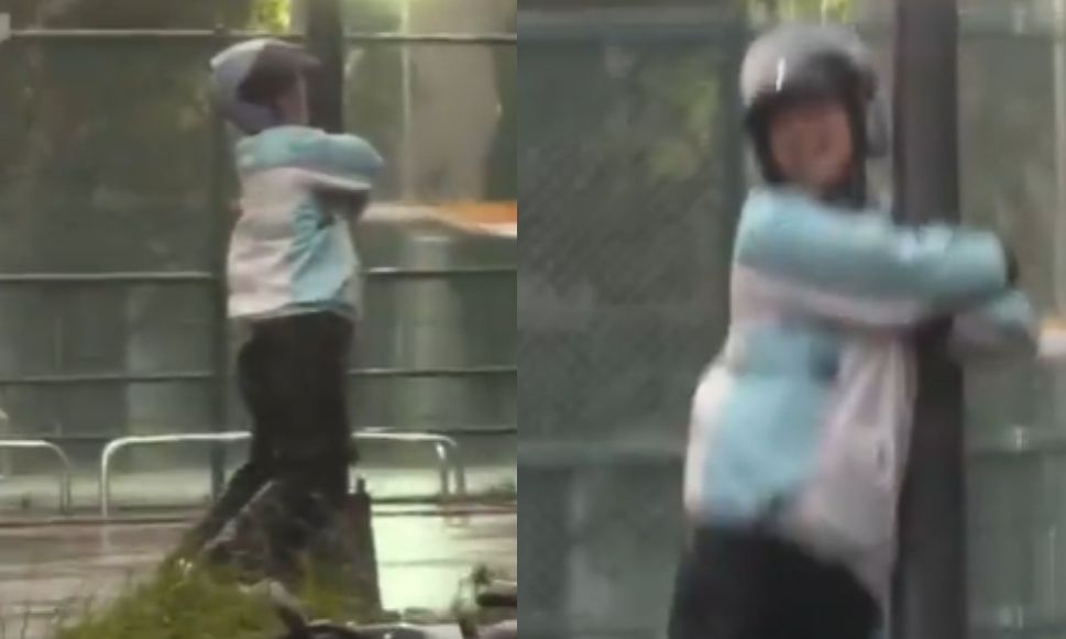 Foto nga burimi: VIDEO/ Momente dramatike! Era e ngre në ajër, burri kapet pas shtyllës për të shpëtuar nga tajfuni në Tajvan