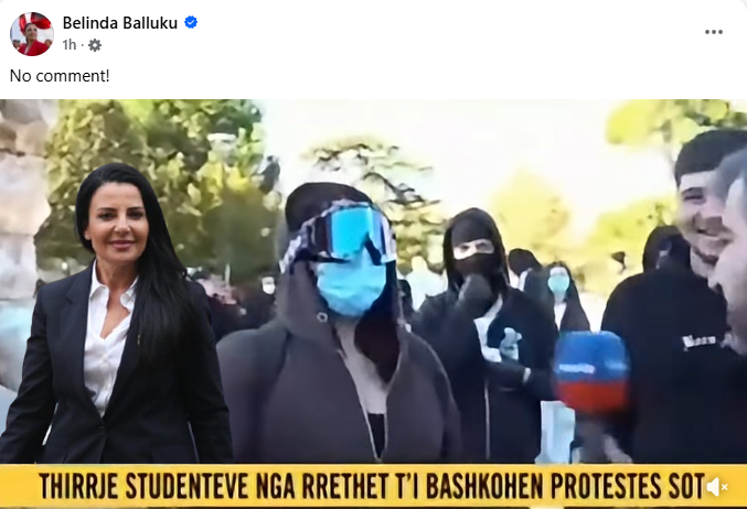 Balluku ndjek protestën tek News24  ironizon studenten por e  masakrojnë  ndjekësit  Si mund të jesh ende e lirë d   