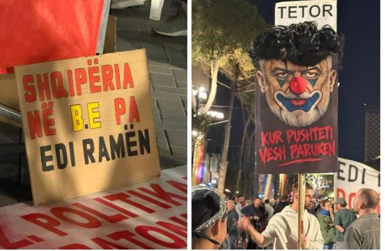 FOTO/ “Mos shit Shqipërinë more bir qeni”, pankartat pikante në protestë