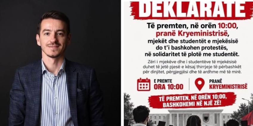Foto nga burimi: Studiuesi Taulant Muka: Të premten, në orën 10:00, studentët e mjekësisë dhe mjekët i bashkohen protestës