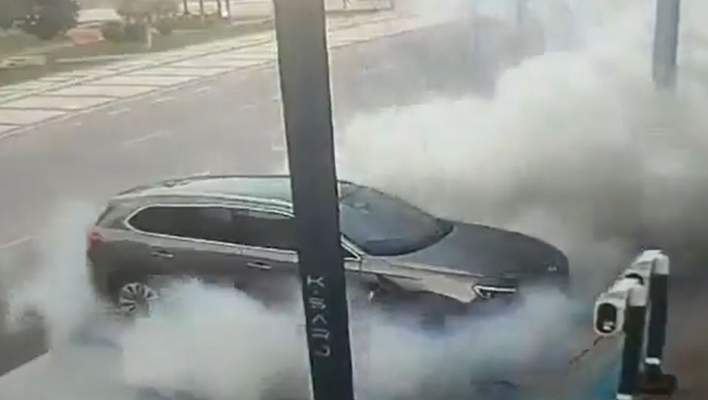 Electric car catches fire at charging station in Turkey, footage goes ...